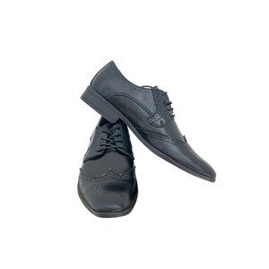 KIDS  Black Leather Oxford Wingtip Dress Shoes By Bravo!